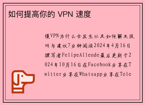 如何提高你的 VPN 速度 